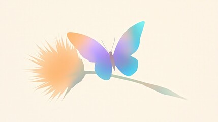 Colorful Butterfly Silhouette on Delicate Flower Background
