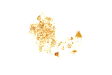 cracker crumbs on white background