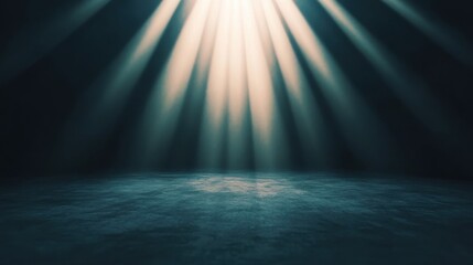 Gradient light beams cutting through darkness creating a dramatic and atmospheric effect