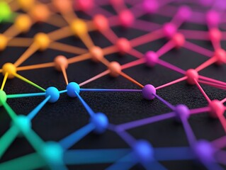 Connecting colors abstract network visualization digital art modern environment close-up view conceptual design
