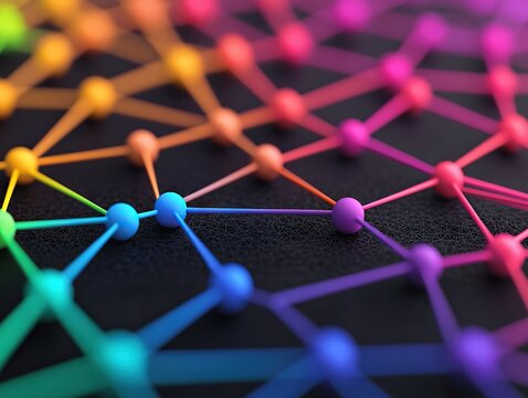 Connecting colors abstract network visualization digital art modern environment close-up view conceptual design