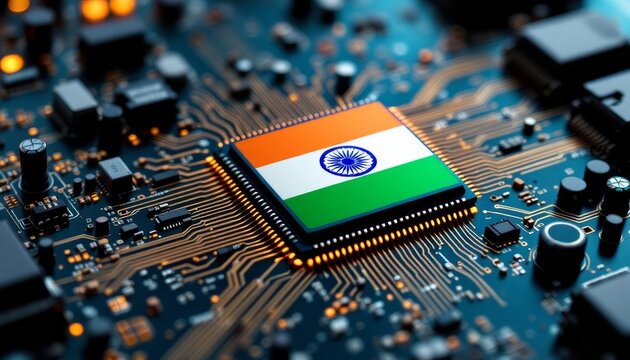 India's Technological Prowess: A Microchip with the Indian Flag Design