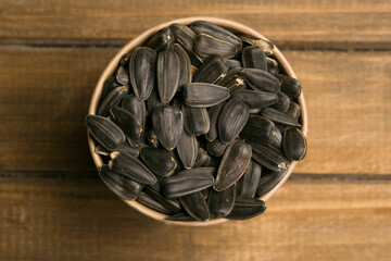 bowl of sunflower seeds top view