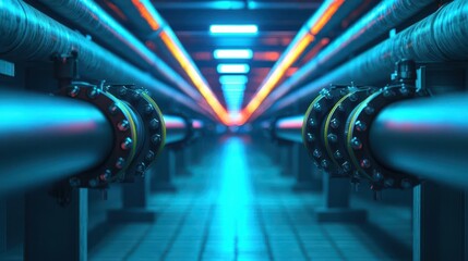 Fototapeta premium AIdriven industrial inspection drones scanning pipelines and infrastructure for maintenance