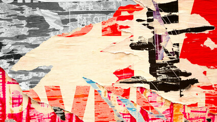 Old grunge posters backgrounds colorful creased crumpled paper backdrop surface placard empty space...