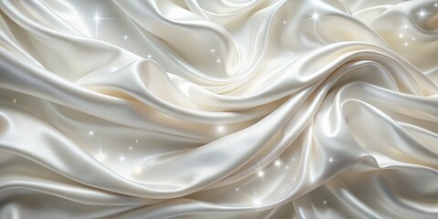 Fototapeta premium Cream Silk Drape Swirling Texture and Glimmering Lights