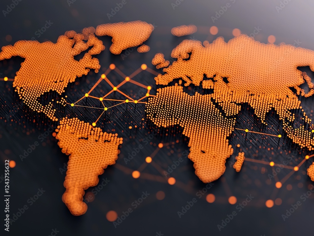 Aufkleber visualizing global connectivity world map design digital art modern environment abstract perspective