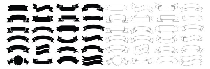Obraz premium SVG Vintage Banner Ribbon Clipart Vector. Ribbons banner. Ribbon elements. Starburst label. Vintage. Modern simple ribbons collection. Vector illustration.