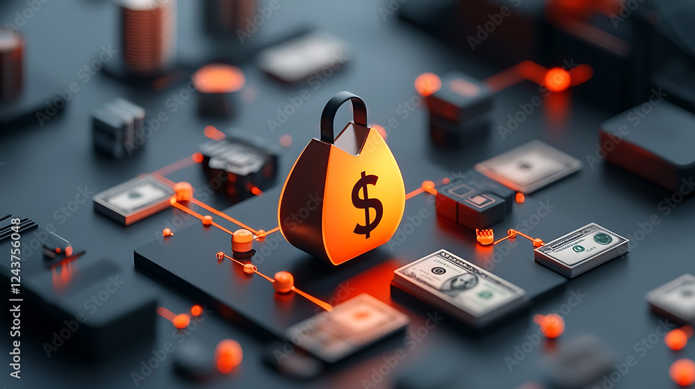 Aufkleber secure financial transactions digital banking 3d visualization cybersecurity environment close-up vi