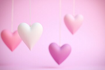 soft pastel hues with paper like hearts in mid air