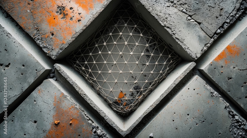 Poster weathered concrete texture featuring a triangular net pattern and stamped surface ideal for backgrou