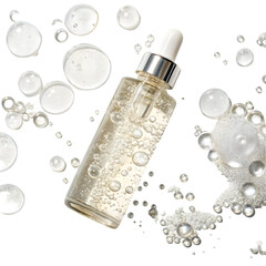 serum or liquid gel moisturizer with bubbles isolated on transparent background