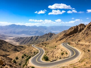 Serpentine mountain road with tight curves, adrenalinefilled driving experience, breathtaking altitude, highstakes adventure travel