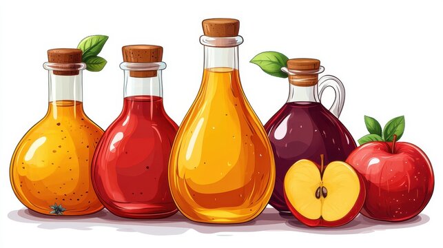 colorful bottles of juice and apples clip art preview