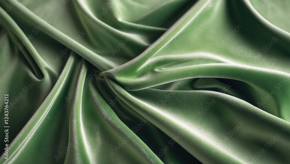 Poster elegant green velvet fabric with soft texture and subtle highlights creating a luxurious backdrop fo