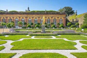 Obraz premium Untere Orangerie mit Schlossgarten, Schloß Weilburg, Landkreis Limburg-Weilburg, Hessen, Deutschland