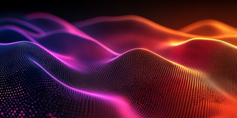 Fototapeta premium A vibrant and dynamic digital landscape that is ideal for various tech processes including AI, data transfer, sound presentations, as well as for creating educational materials and resources