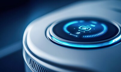 Air Purifier Button Illuminated By Blue Light