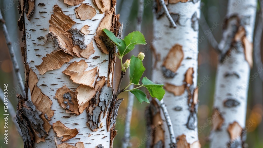 Poster detailed closeup of birch bark highlighting texture and natural patterns ideal for background use in