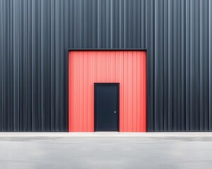 Fototapeta premium Minimalist steel factory exterior with bold, angular architecture and industrial symmetry