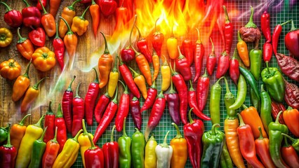 Obraz premium Scoville Scale: Chili Pepper Heat Levels - Double Exposure Stock Photo