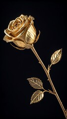 golden rose on black background