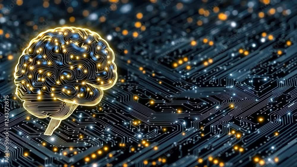 Aufkleber showcasing creative ai representations at the intersection of technology and neuroscience in a moder