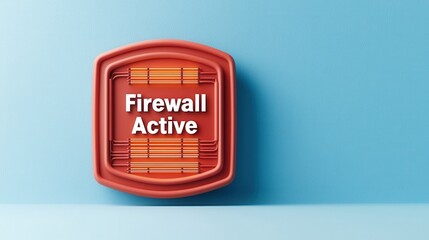 Firewall Active Sign on Blue Wall for Cybersecurity Awareness