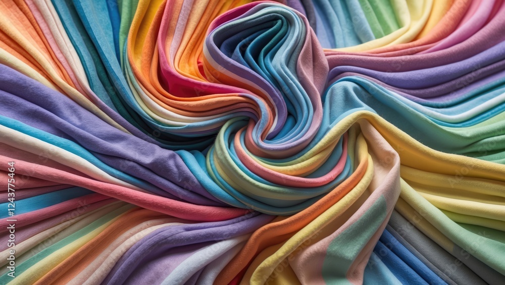 Poster vibrant swirling rainbow fabric texture created from colorful material showcasing diverse hues in a 