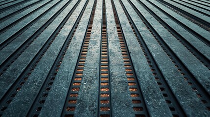 Dramatic lighting accentuating the clean lines of a steel factory at night