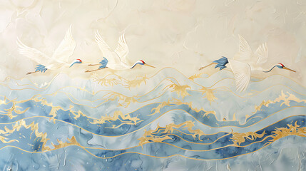 new year card with Japanese patterns	