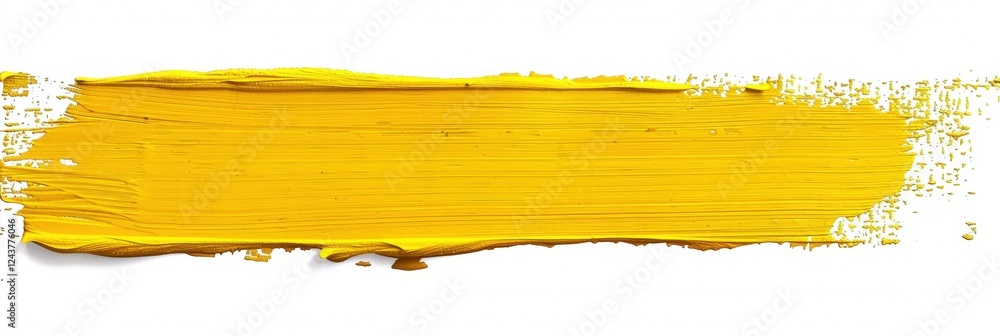 Poster vivid yellow paint stroke on white background capturing artistic expression in fine art and creative