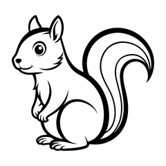 Simple a Squirrel line art vector white background