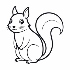 Simple a Squirrel line art vector white background