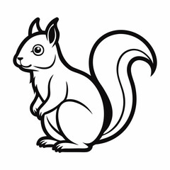 Simple a Squirrel line art vector white background