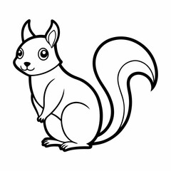 Simple a Squirrel line art vector white background