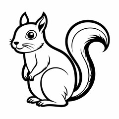 Simple a Squirrel line art vector white background
