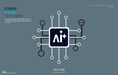 AI chipset icon symbol of artificial intelligence file symbol CPU memory or processor chip vector illustration.