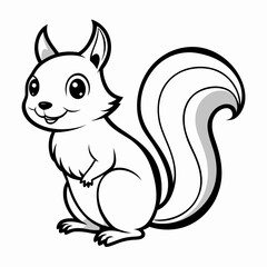 Simple a Squirrel line art vector white background