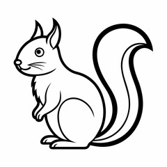 Simple a Squirrel line art vector white background