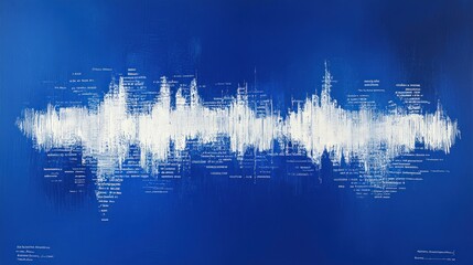 Abstract digital wave data visualization on blue background.