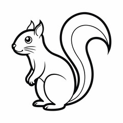 Simple a Squirrel line art vector white background