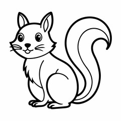 Simple a Squirrel line art vector white background