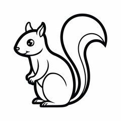 Simple a Squirrel line art vector white background
