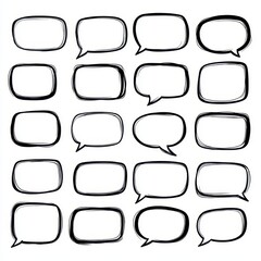 Obraz premium Hand drawn Speech Bubbles Set Blank Text Boxes Design Elements for Communication
