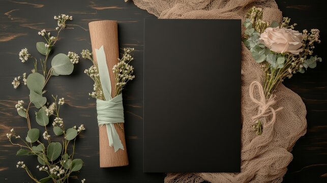 Elegant Graduation Invitation Card Mockup with blank space at the center, ideal for advice or inspirational quotes