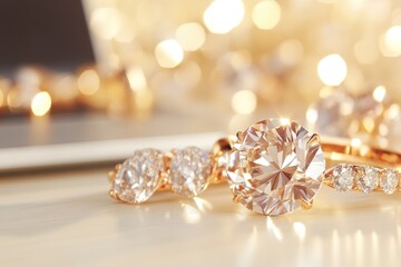 Fototapeta premium Writing in a Minimalist Notebook With a Sleek Pen Beside a Laptop on a Light Wooden Desk