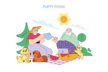 National Puppy Day. Flat Vector Illustration