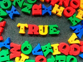 word TRUE 3d text colorful alphabet 