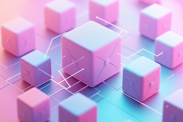 A vibrant, abstract representation of interconnected cubes, symbolizing technology and innovation in a digital landscape.